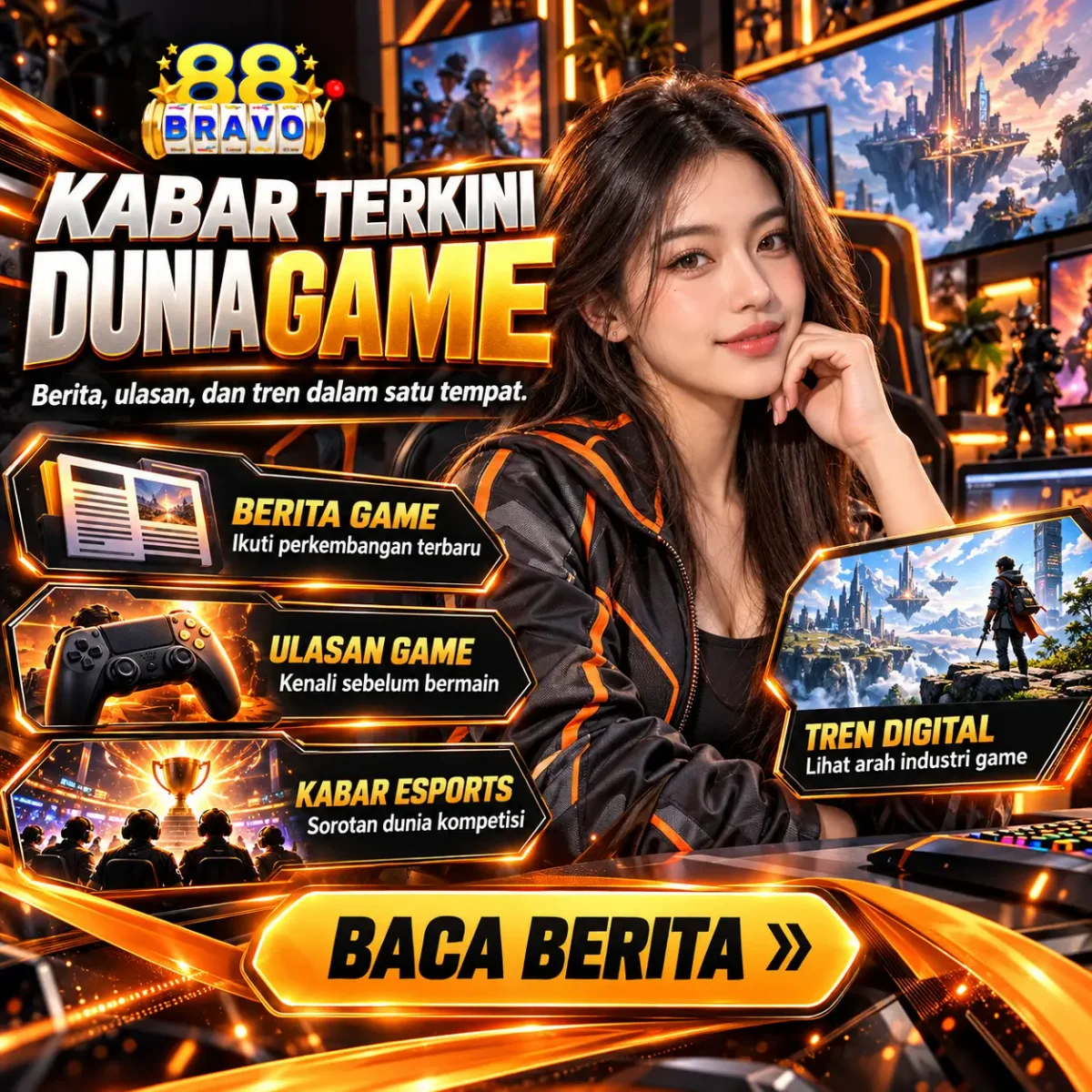 Banner utama Ikuti Kabar Game, eSports, dan Tren Digital di BRAVO88 — BRAVO88